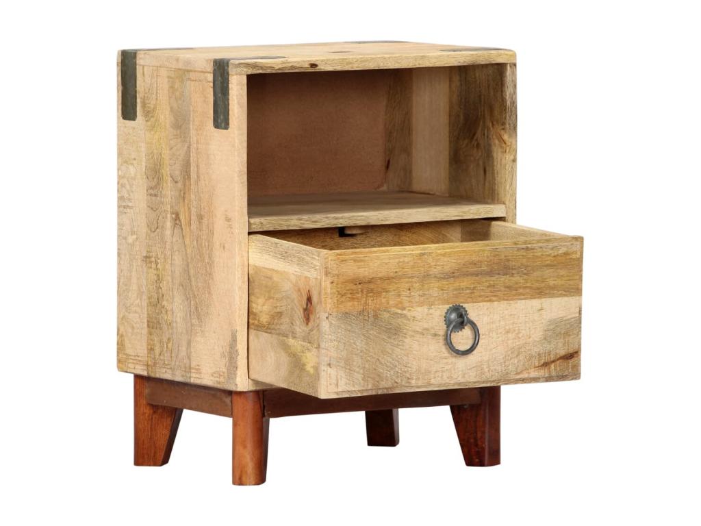 Bedside table 40x30x52 cm Solid raw mango wood