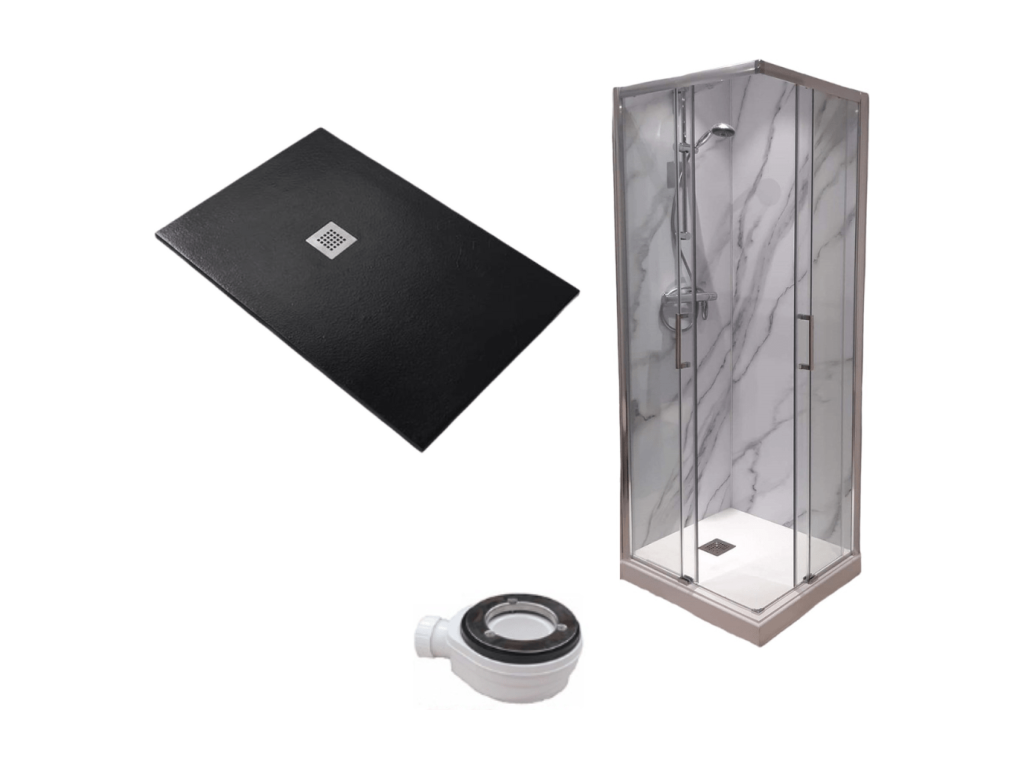 Shower tray 85x100 cm Meublita line Extra Thin Black Shower Enclosure 85x100 cm Height 200 cm With Corner Opening