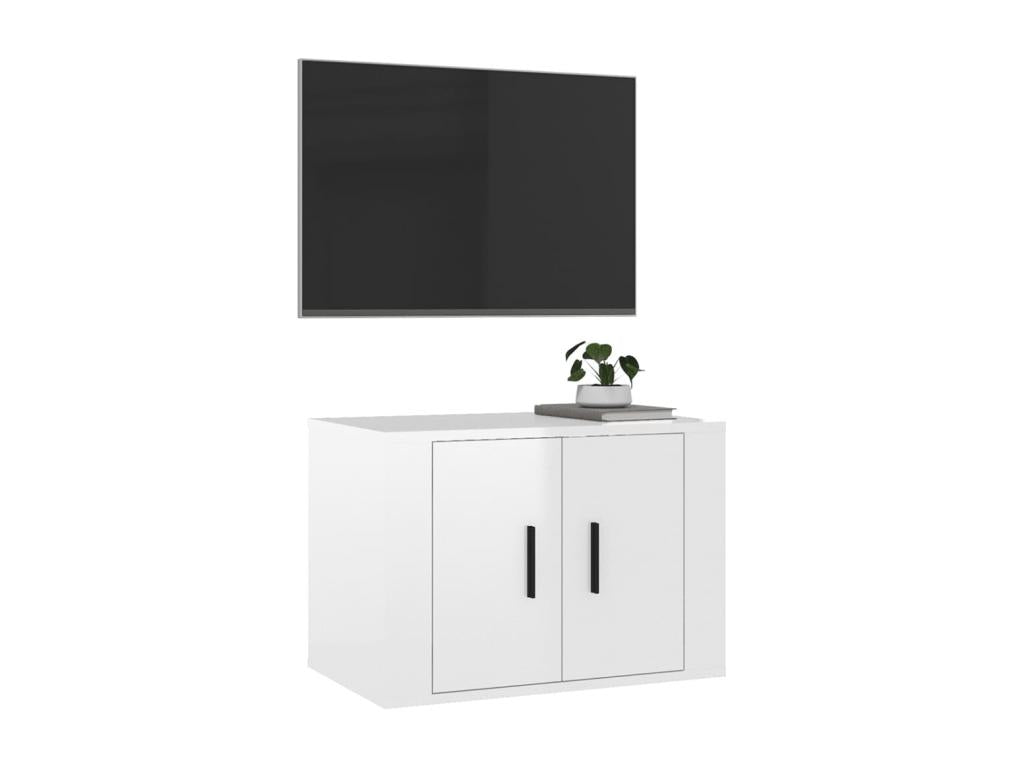 Wall-mounted TV unit, glossy white, 57x34.5x40 cm