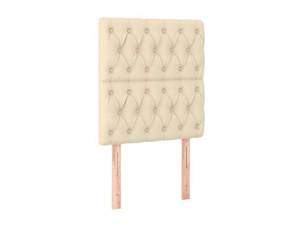 Cream bed frame without mattress, 80x200 cm, fabric