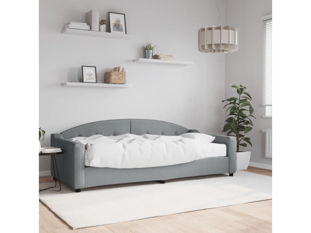 Daybed with light grey mattress 90x200 cm fabric