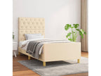 Cream bed frame without mattress, 80x200 cm, fabric