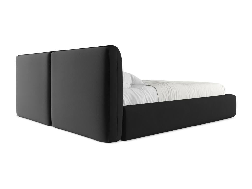 Chenille fabric storage bed 180x200 - black - Meublita
