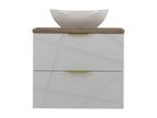 Meublita White and Wood 60cm Single Sink Vanity Unit and Tall Cabinet