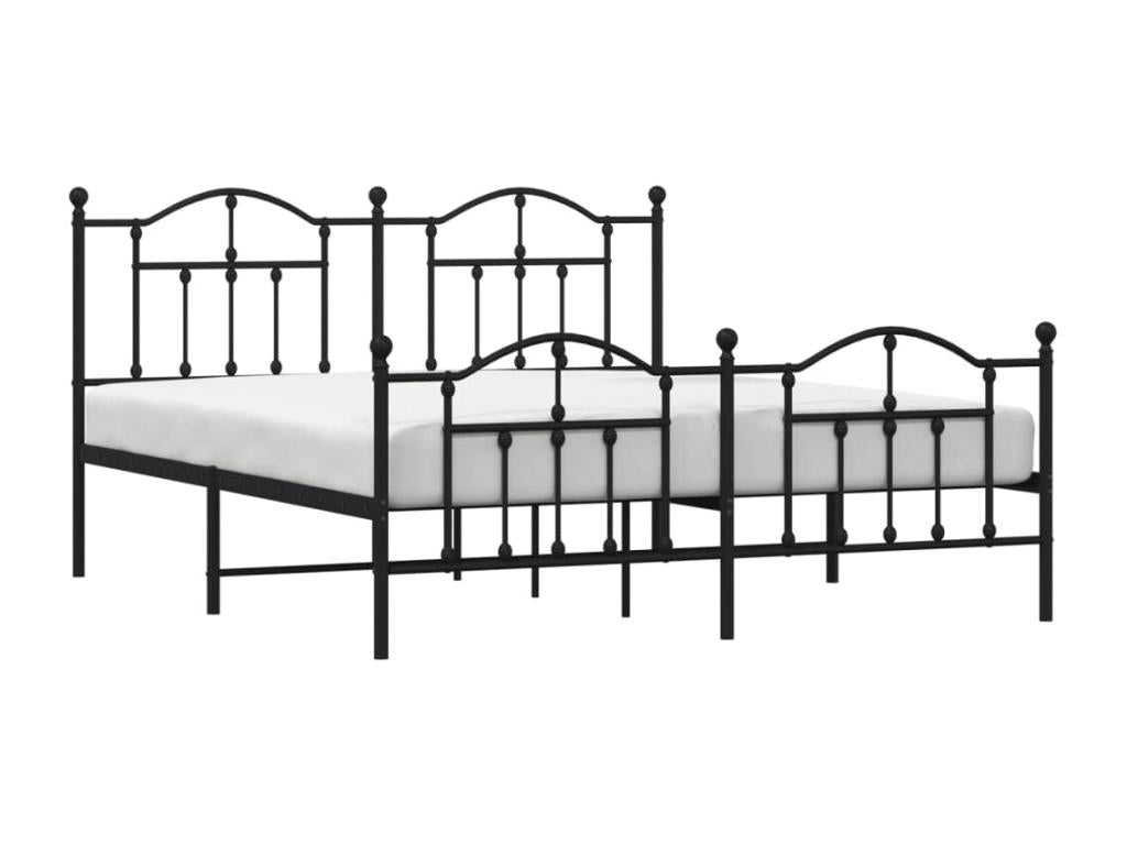 Metal bed frame with headboard and footboard, black, 183x213