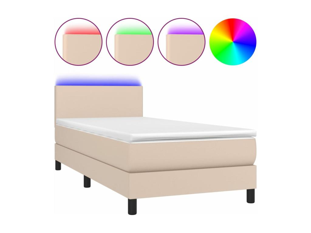 Meublita bed base with mattress and LED Cappuccino 80x200cm