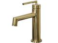 Meublita low-profile basin mixer tap in brushed gold - Meublita