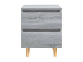 Bedside tables with wooden legs, 2 pieces, Vertchez grey, 40x35x50 cm