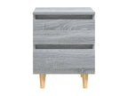 Bedside tables with wooden legs, 2 pieces, Vertchez grey, 40x35x50 cm