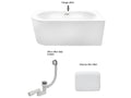 Corner bathtub, white, Meublita siphon and drain included, headrest - Meublita S CLASS - RIGHT - 170x75 cm