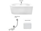 Corner bathtub, white, Meublita siphon and drain included, headrest - Meublita S CLASS - RIGHT - 170x75 cm