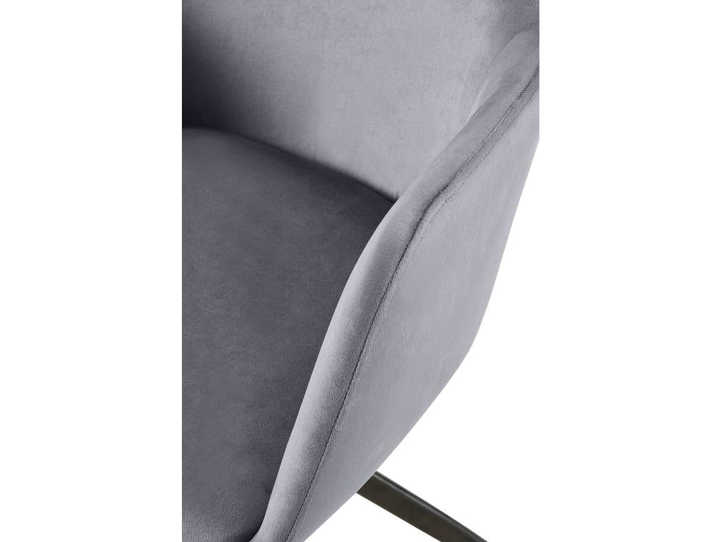 Chairs with armrests - Velvet / Matte black metal - Dark grey - Meublita