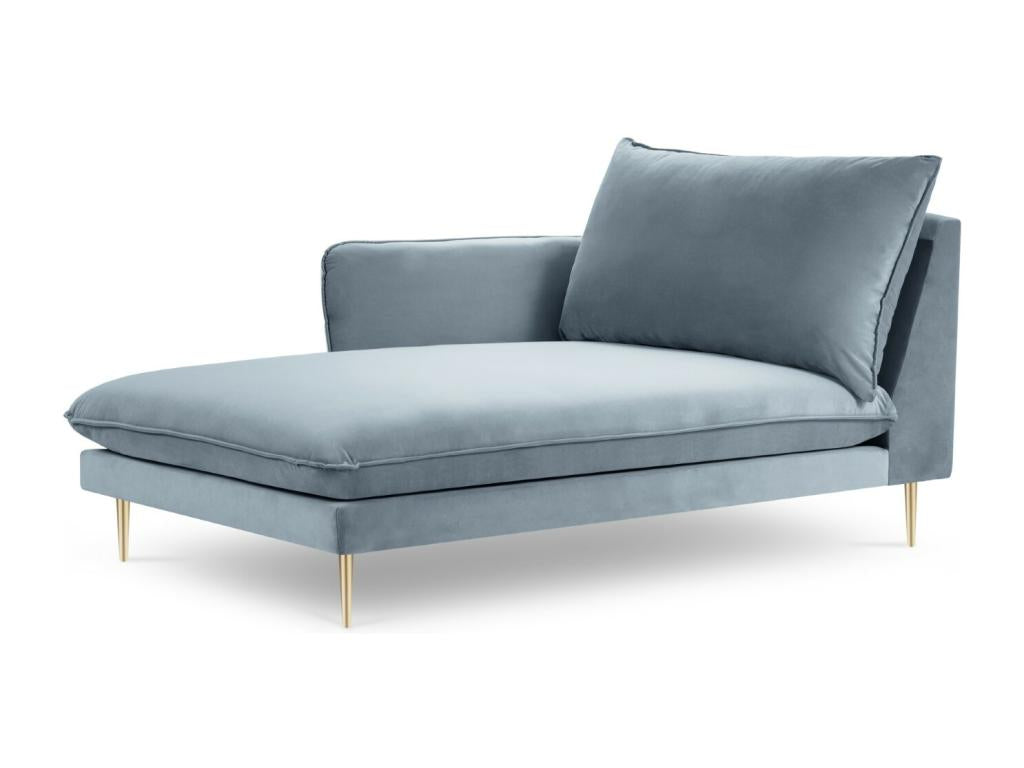 Meublita - Meublita left-facing chaise longue in blue velvet - 170x110x95cm
