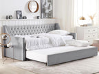 Meublita Velvet Trundle Bed 90x200 cm Light Grey