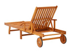 Set of 2 sun loungers with cushions, solid wood furniture