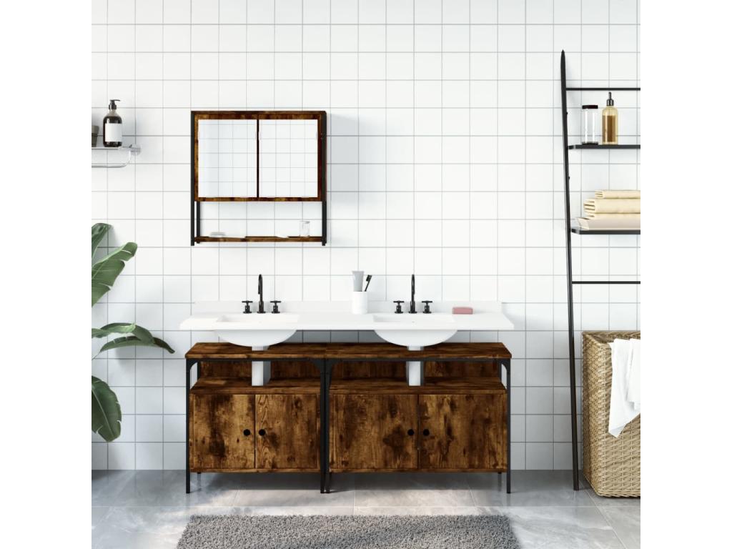 3-piece bathroom furniture set, smoked oak