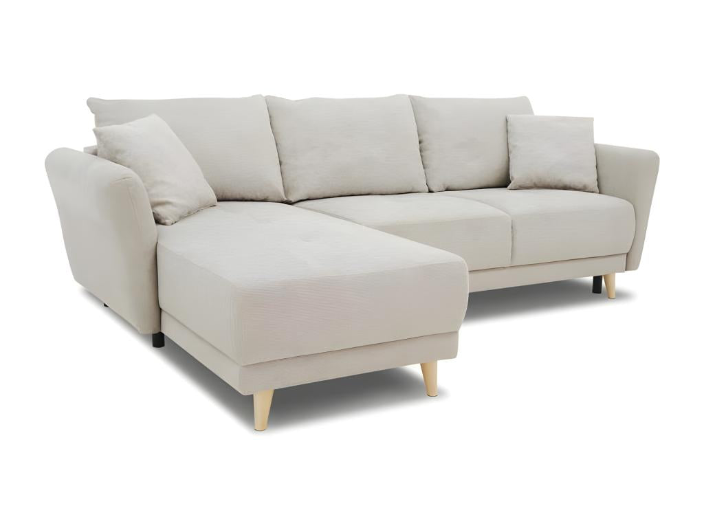 Meublita 3-4 seater reversible corner sofa bed - Beige fabric - Storage compartment - W 244 x D 158 x H 95 cm