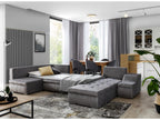Meublita 340cm Panoramic Convertible Sofa in Dark Grey Fabric - Right-Hand Chaise