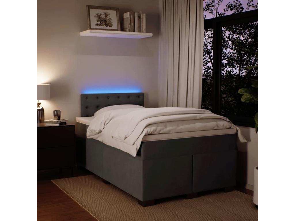 Meublita bed base and mattress, Dark Grey 120x200cm Velvet