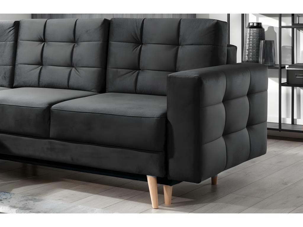 Meublita VELOURS convertible corner sofa - in quality fabric, 5-seater, anthracite grey, left-hand corner (as seen from the front)