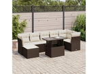 8-piece garden furniture set with brown resin wicker cushions