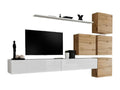 SWITCH IX wall-mounted living room furniture set, designed in glossy white and oak by Vertchez.