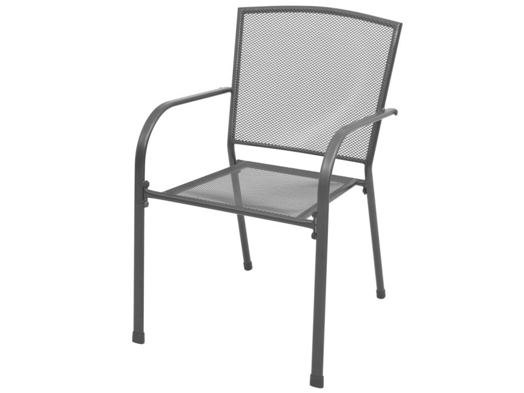 Stackable garden chairs, 2 pieces, steel, grey