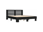 Black bed frame 150x200 engineered wood and metal