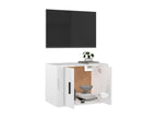 Wall-mounted TV unit, glossy white, 57x34.5x40 cm
