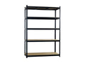 Pack of 2 Modular Shelving Units with 5 Adjustable Shelves, 180x120x60cm, 1250Kg, Black, Meublita