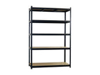 Pack of 2 Modular Shelving Units with 5 Adjustable Shelves, 180x120x60cm, 1250Kg, Black, Meublita