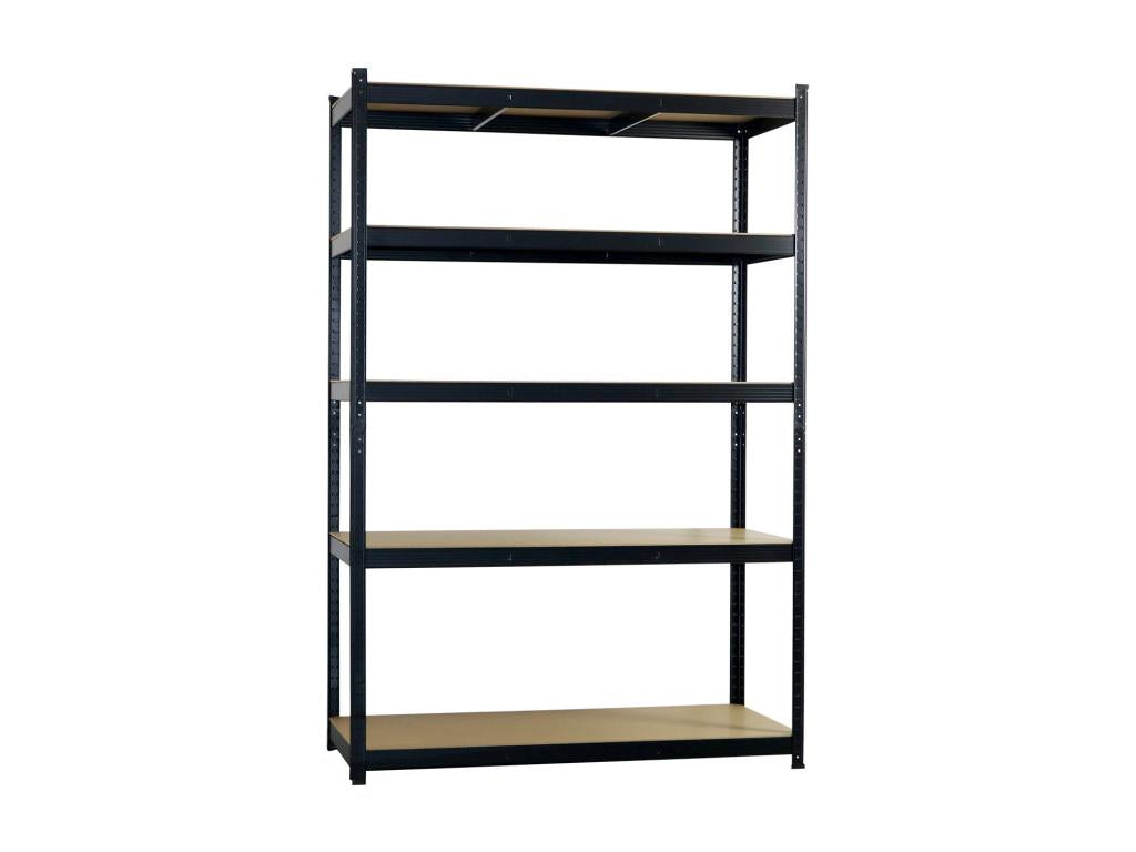 Pack of 2 Modular Shelving Units with 5 Adjustable Shelves, 180x120x60cm, 1250Kg, Black, Meublita