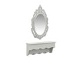 Wall-mounted shelf for keys and jewelry with mirror and hooks, Grey