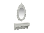 Wall-mounted shelf for keys and jewelry with mirror and hooks, Grey