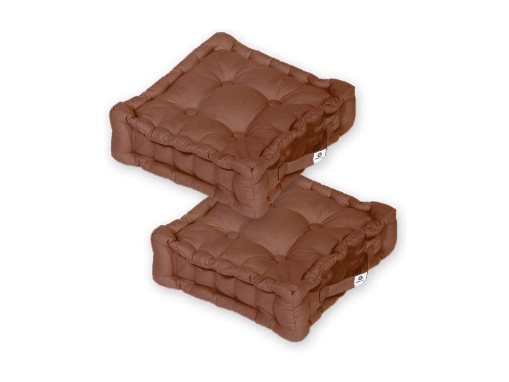 Floor cushion set of 2 - 40x40 cm Rust