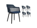 Set of 4 modern chairs in blue resin with black designer legs