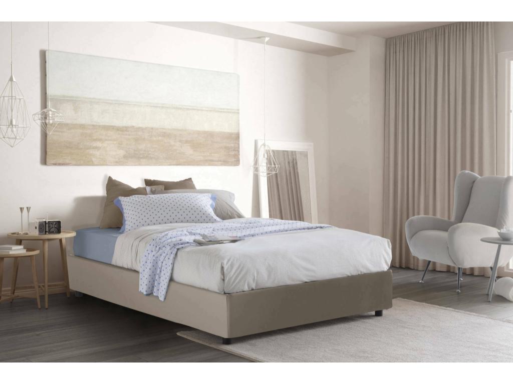 Meublita Double Bed with Storage Bed in Eco-Leather Upholstery, Made in Italy, Front Opening, with 140x200 cm Mattress Included.