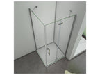 Pivoting shower enclosure 100x90x195cm, 100cm shower door, side panel with corner fixing bar, 6mm tempered glass