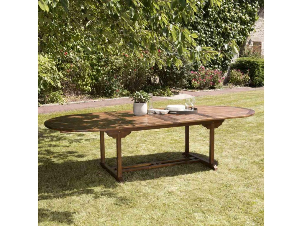 Meublita - Garden table for 10/12 people - oval with double extension, 200/300x120 cm, in oiled teak wood