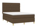 Upholstered bed base with mattress and LED lighting, dark brown, 140x200 cm, fabric