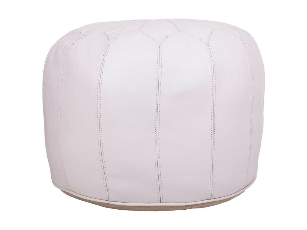 White leather pouf 48x48x38h