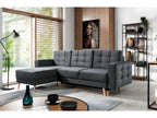 Meublita VELOURS convertible corner sofa - in quality fabric, 5-seater, anthracite grey, left-hand corner (as seen from the front)
