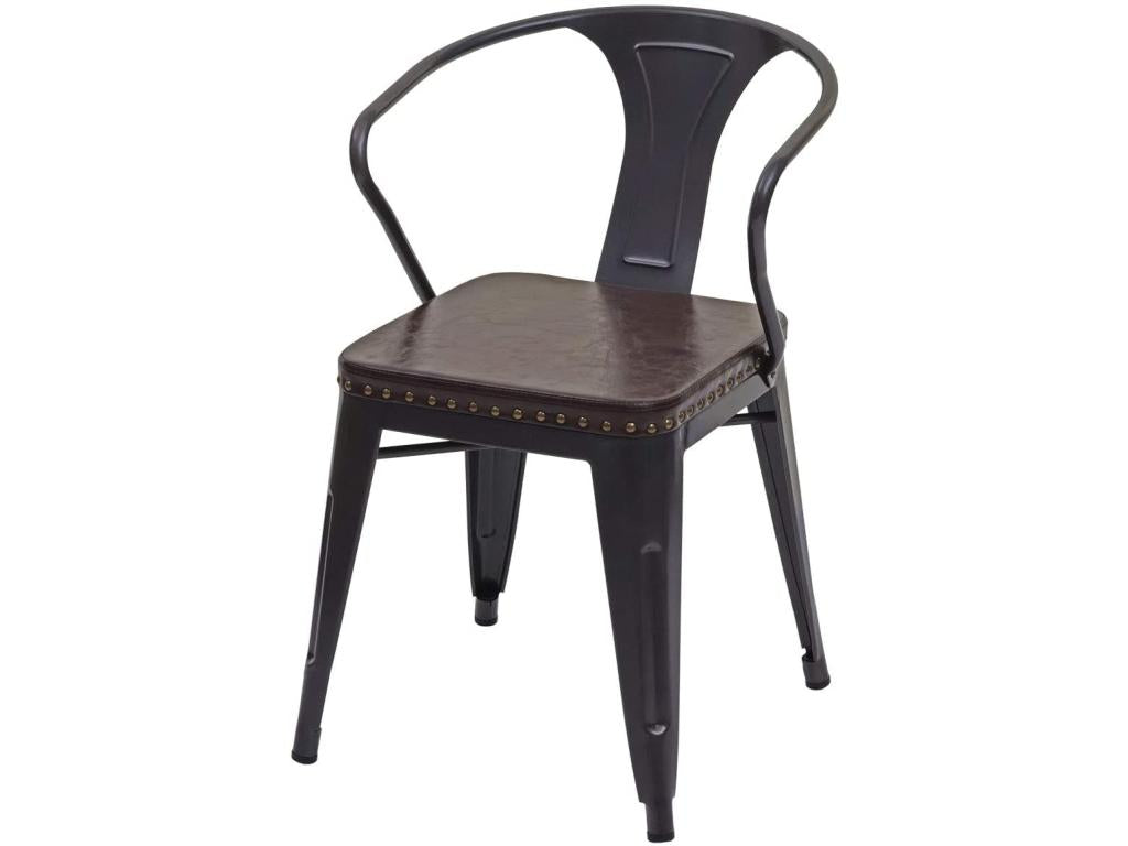 4x Dining Room/Kitchen Chairs in Synthetic and Metal, Industrial Style, Brown/Black CDS04551