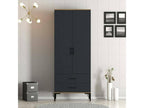 Meublita 2-Door Wardrobe, Bedroom Furniture, Walk-in Closet, Clothes Closet, 80x201x48 cm, Walnut and Anthracite