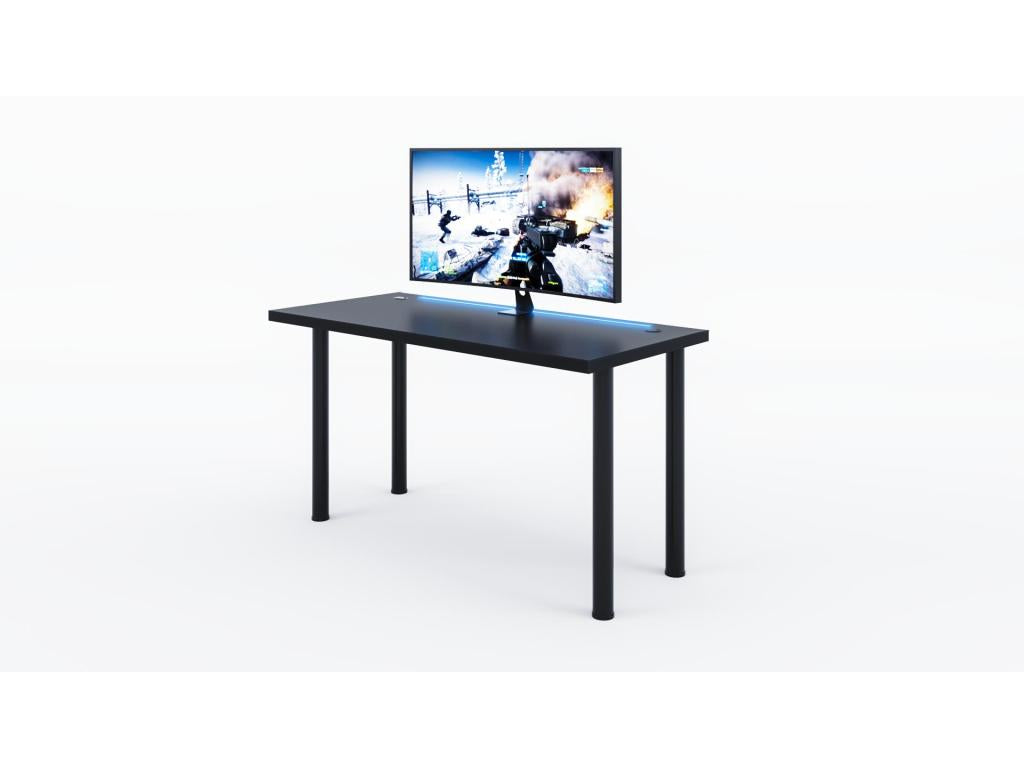 Meublita black desk with LED lighting, Meublita computer desk, gaming desk, 120x73x60 cm
