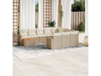 11-piece garden furniture set with beige resin wicker cushions
