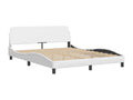 Bed frame with headboard, white, 160x200 cm, faux leather