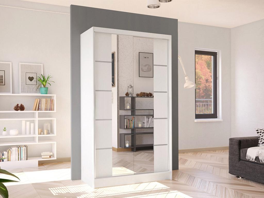 Vertchez 168 White Wardrobe 200x100x58cm Sliding Wardrobe Doors