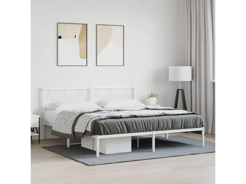 Metal bed frame with white headboard 183x213