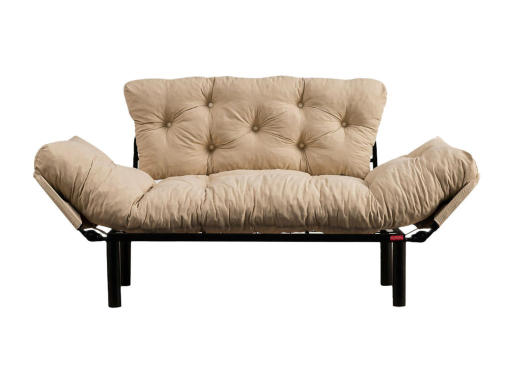 Meublita 2-seater sofa bed, convertible sofa, guest sofa, storage armchair/bed, 155x70 h85 cm, Cream